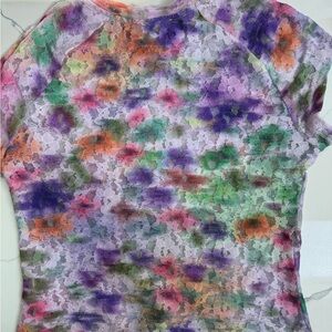 Pilcro Multicolor Floral Lace Short Sleeve Tee